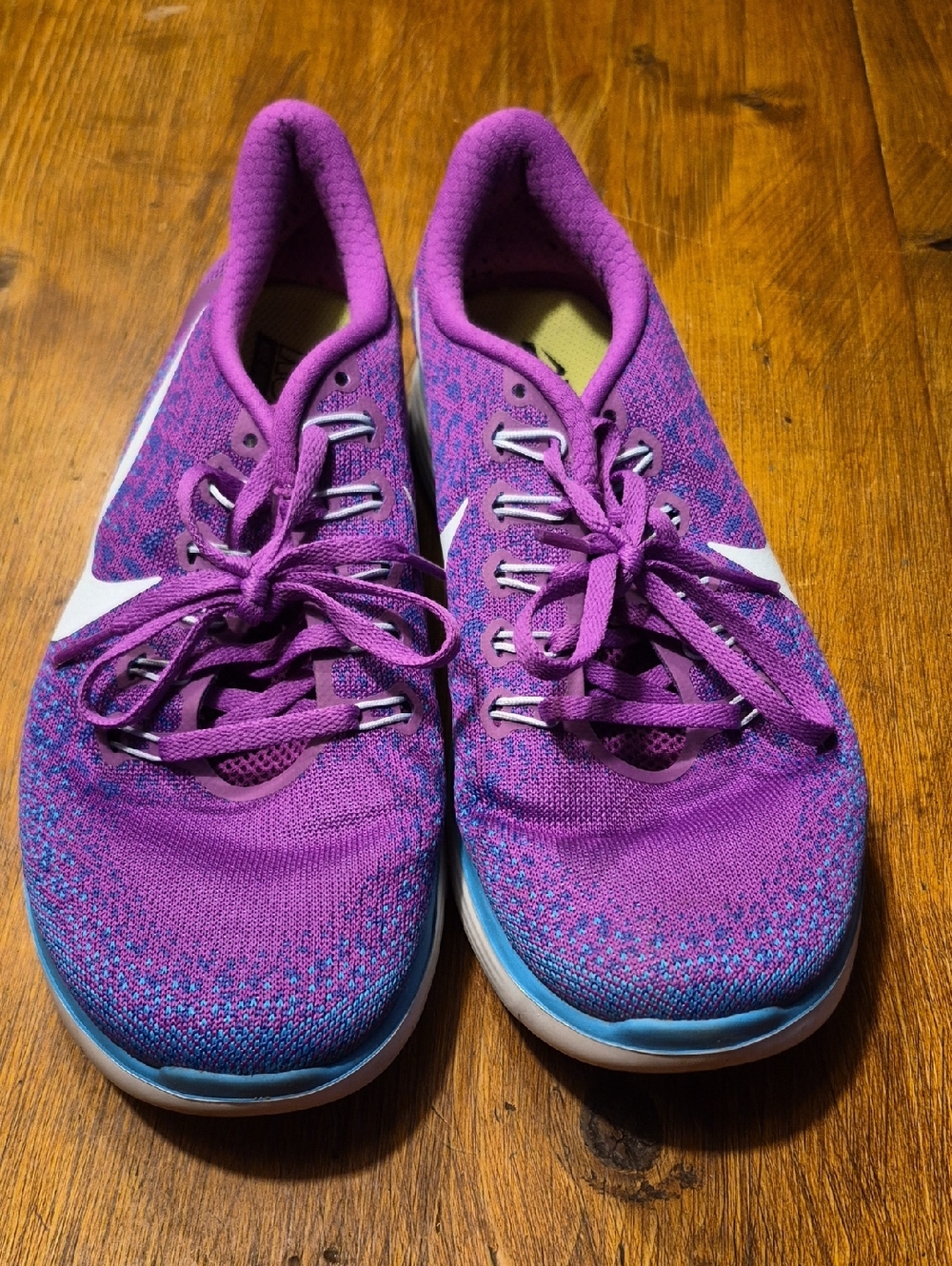 Nike Women's Purple Knit Running Sneakers with Blue Accents